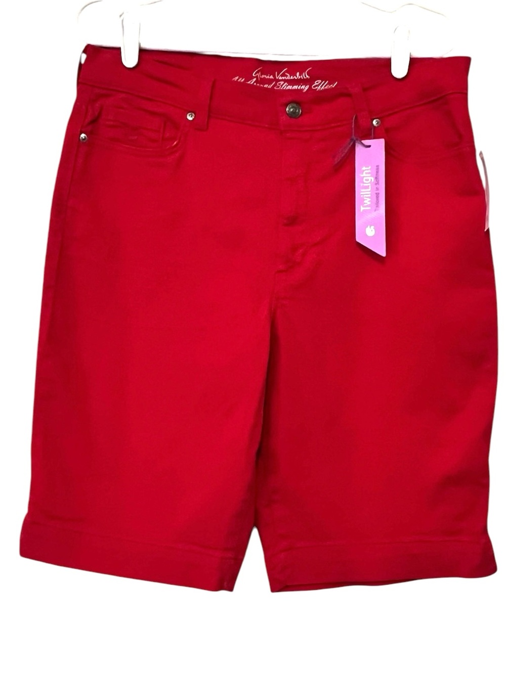 Gloria Vanderbilt TwiLight Slimming Effect shorts, Vibrant Red, Size 14